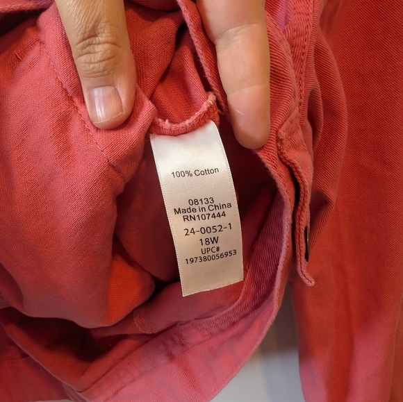 Jessica London 18W Plus Size Coral Button Cotton Denim Jacket Women - Picture 7 of 10